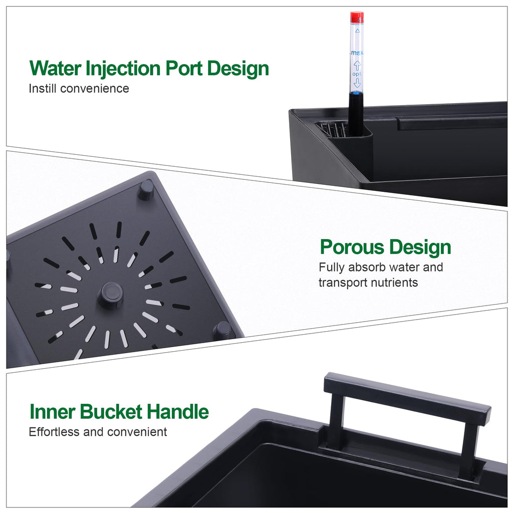 Greenhaus Gardening 23-Inch Self-Watering Tall Planters Set of 2