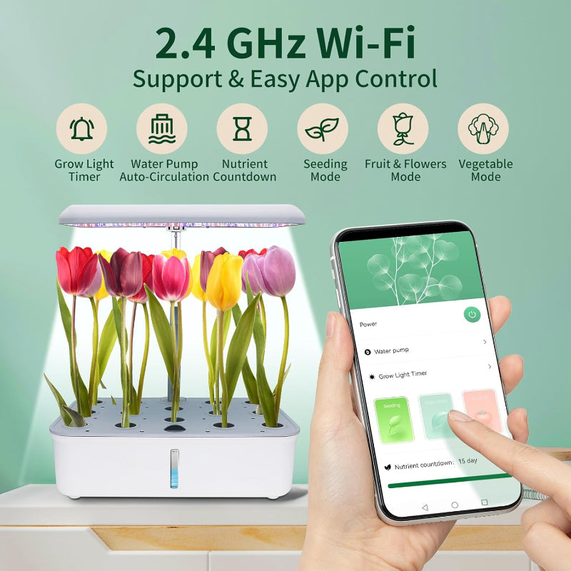 Greenhaus Gardening 14-Pod Hydroponic Herb Garden with Smart WiFi Features