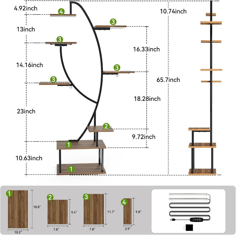 Greenhaus Gardening Plant Stand with Adjustable Grow Lights