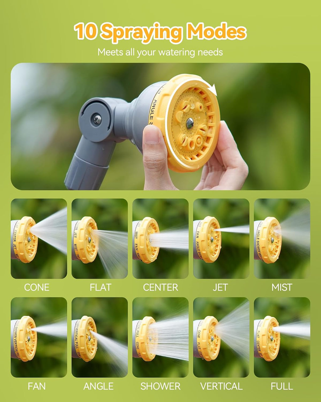 Greenhaus Gardening Adjustable Garden Hose Watering Wand with 180° Swivel Head