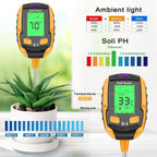 Greenhaus Gardening Digital Soil Meter for pH, Moisture, Temperature & Light