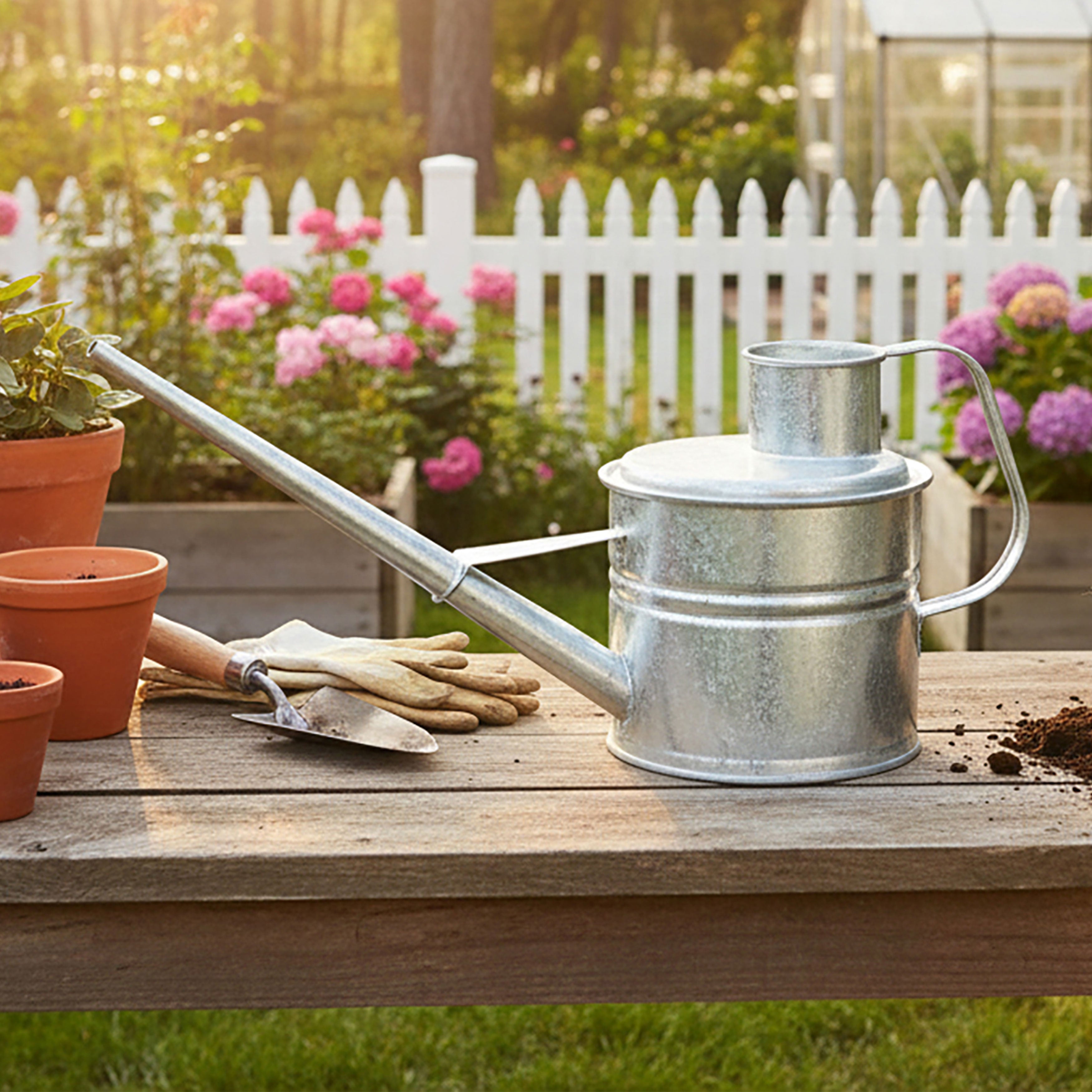 Greenhaus Gardening Metal Watering Can for Precise Plant Watering
