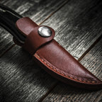 Greenhaus Gardening Short Damascus Fixed Blade Knife with Leather Sheath
