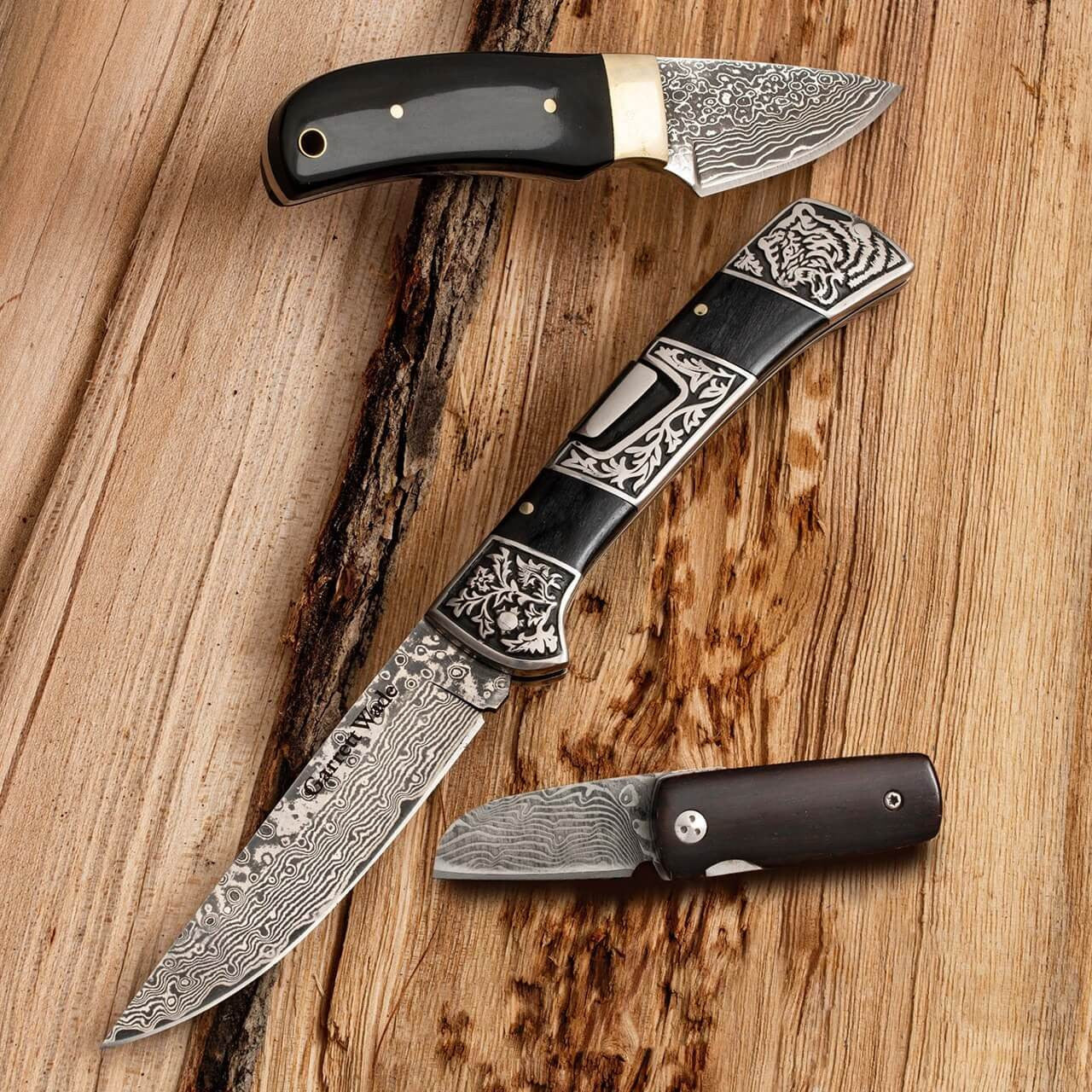 Greenhaus Gardening Damascus Knife Set — Compact Utility Cutting Tools