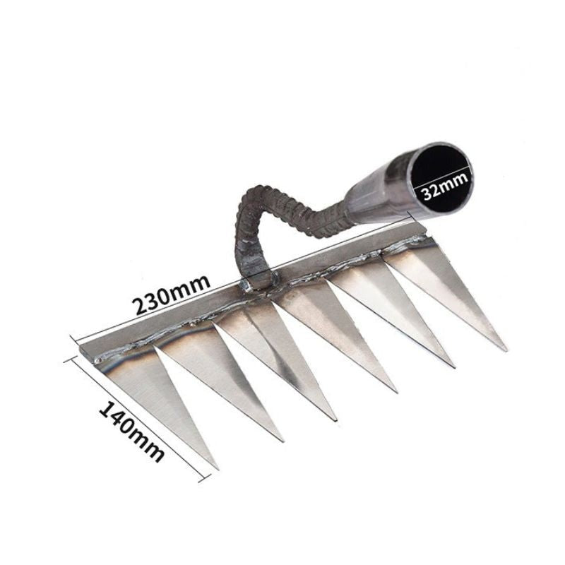 Greenhaus Gardening Iron Garden Rake for Stubborn Weed Clearing
