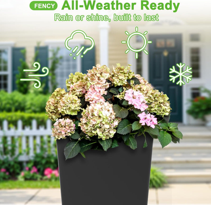 Greenhaus Gardening Modern Self-Watering Tall Planter Set