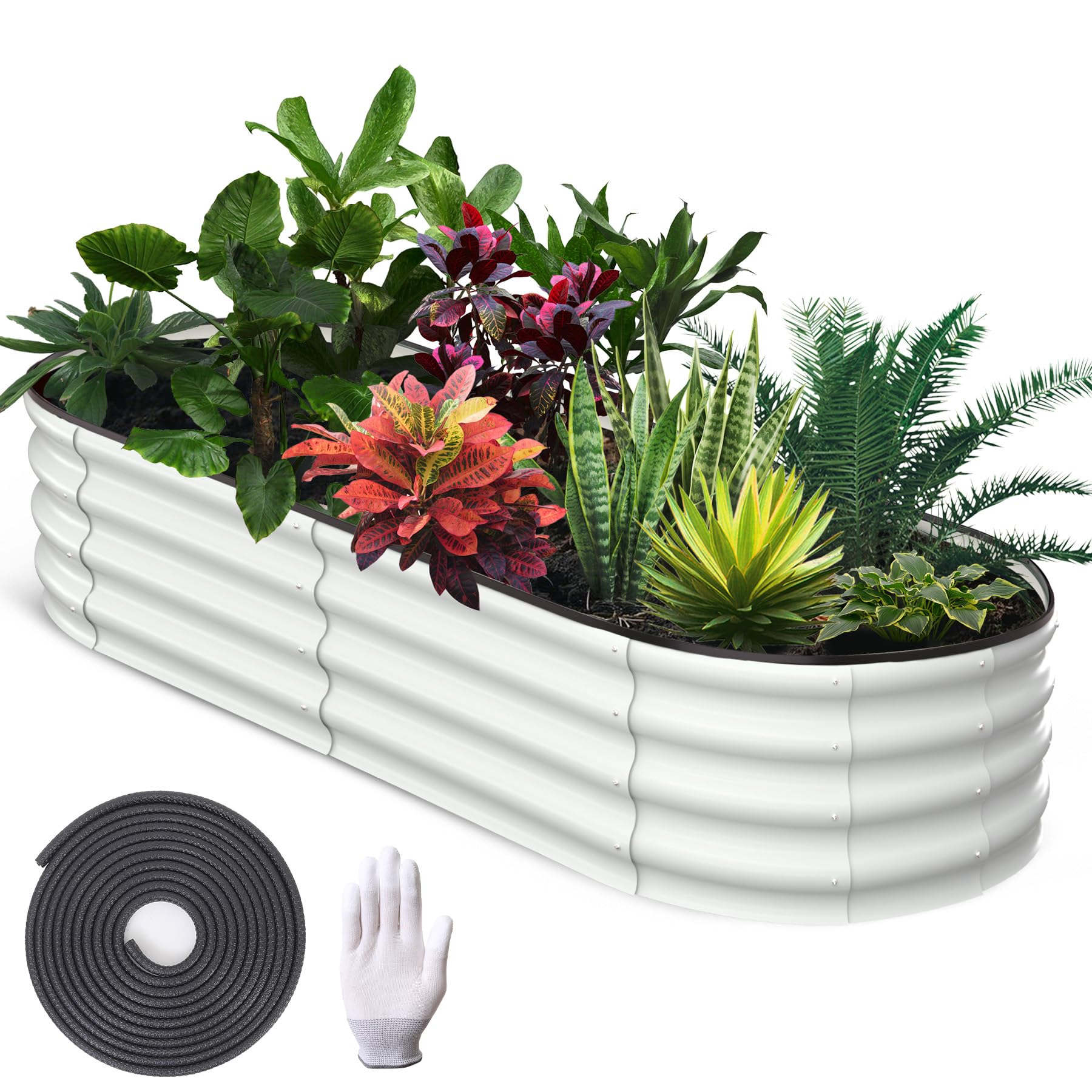 Greenhaus Gardening Oval Galvanized Raised Garden Bed 6 x 3 x 1 FT