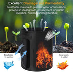 Greenhaus Gardening Black Non-Woven Grow Bags with Harvest Access Window