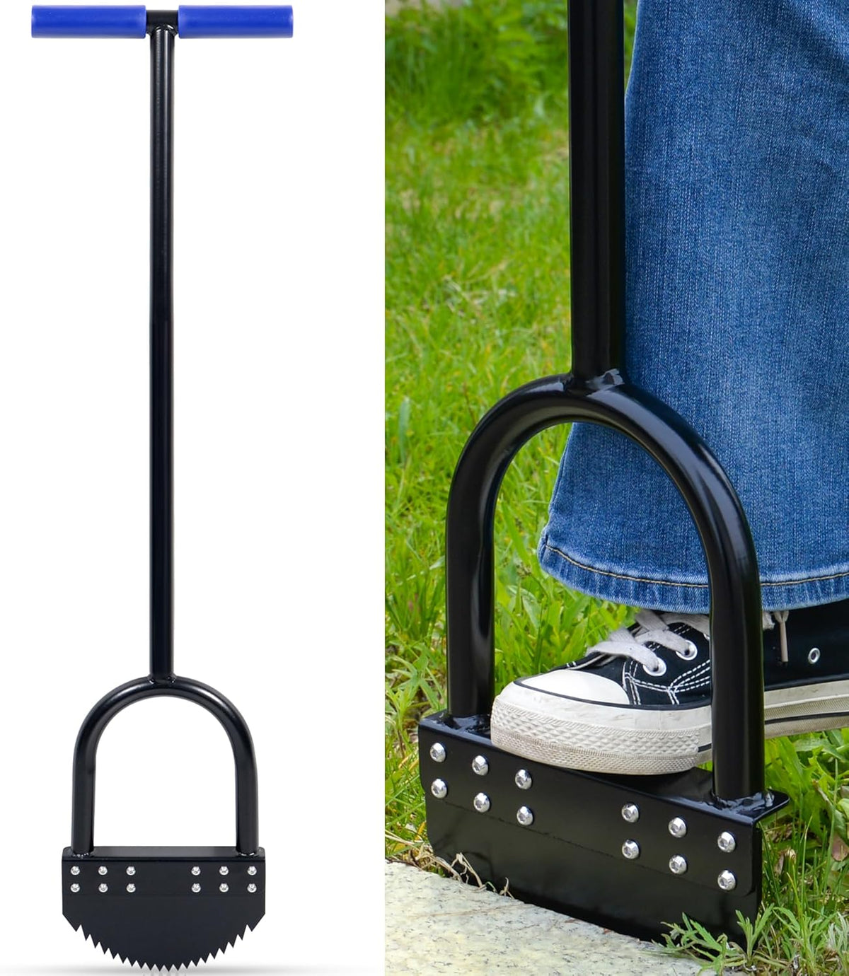 Greenhaus Gardening Heavy-Duty Half Moon Lawn Edger with Serrated Spring Steel Blade
