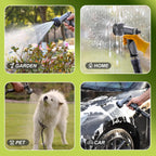 Greenhaus Gardening Lightweight Non-Expanding Garden Hose with 10-Pattern Spray Nozzle, 50 FT