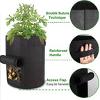 Greenhaus Gardening Black Non-Woven Grow Bags with Harvest Access Window
