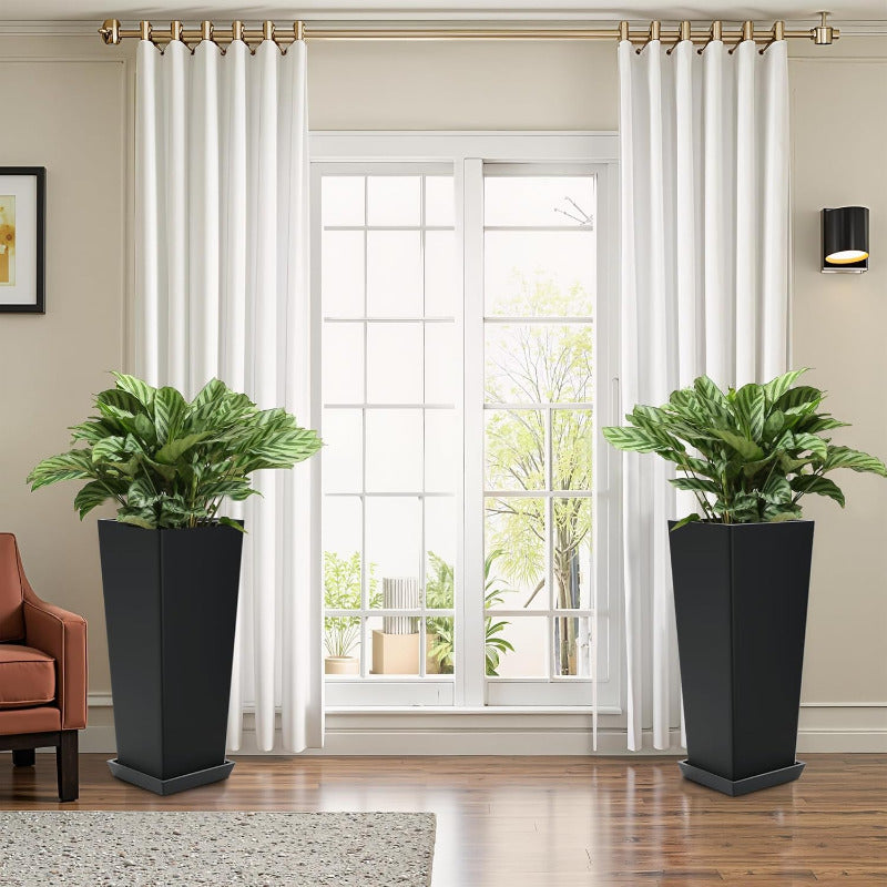 Greenhaus Gardening Modern Self-Watering Tall Planter Set