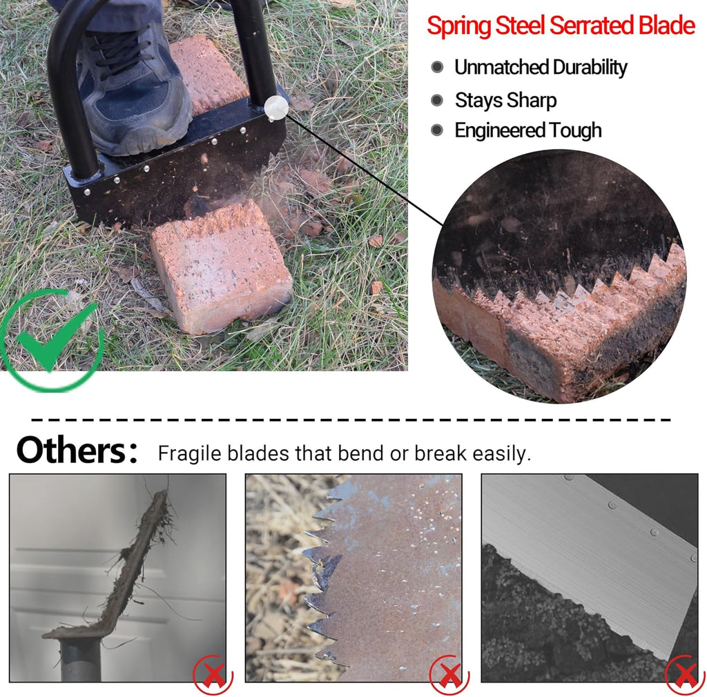 Greenhaus Gardening Heavy-Duty Half Moon Lawn Edger with Serrated Spring Steel Blade