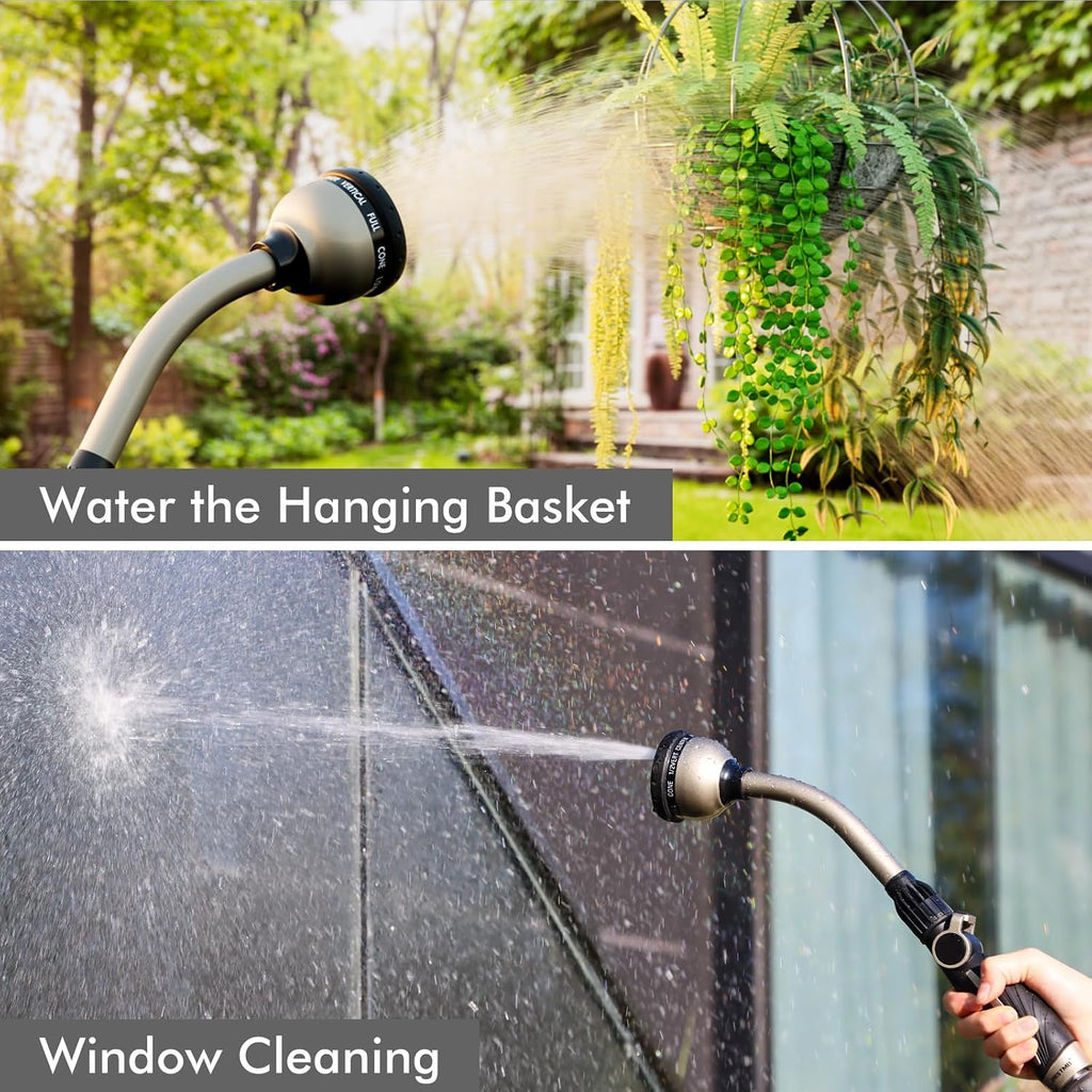 Greenhaus Gardening Heavy Duty 15" Metal Watering Wand with 10 Spray Patterns & Thumb Control