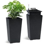 Greenhaus Gardening 21.6 in Self-Watering Rectangular Planters Set of 2 with Water Level Monitor