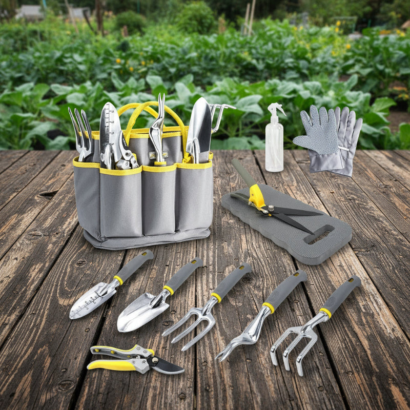 Greenhaus Gardening Garden Tools Set with Kneeling Pad and Gloves
