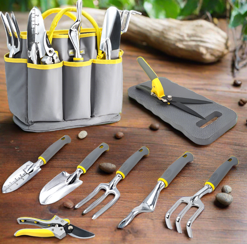 Greenhaus Gardening Garden Tools Set with Kneeling Pad and Gloves