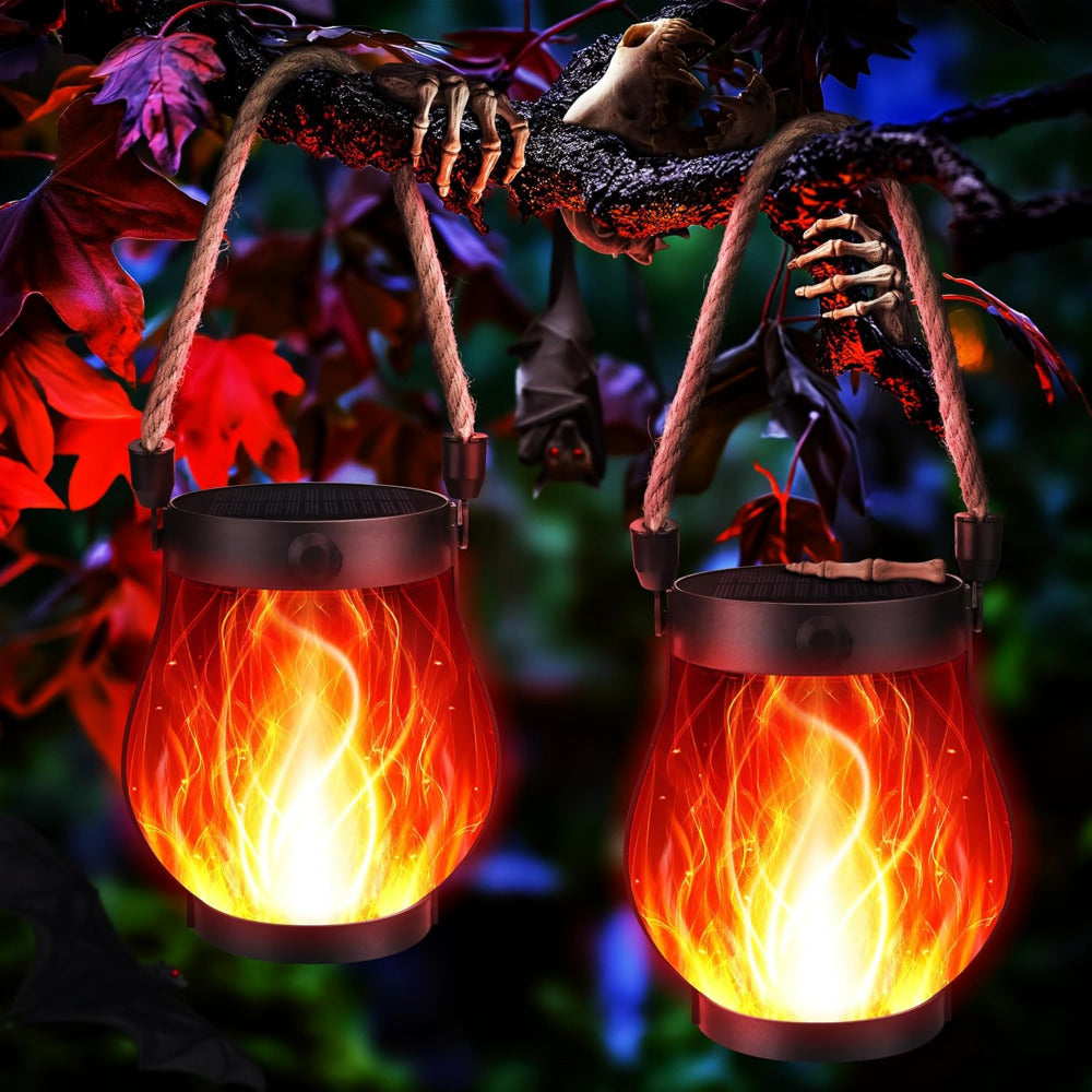Greenhaus Gardening IP65 Waterproof Solar Flame Lights 2-Pack