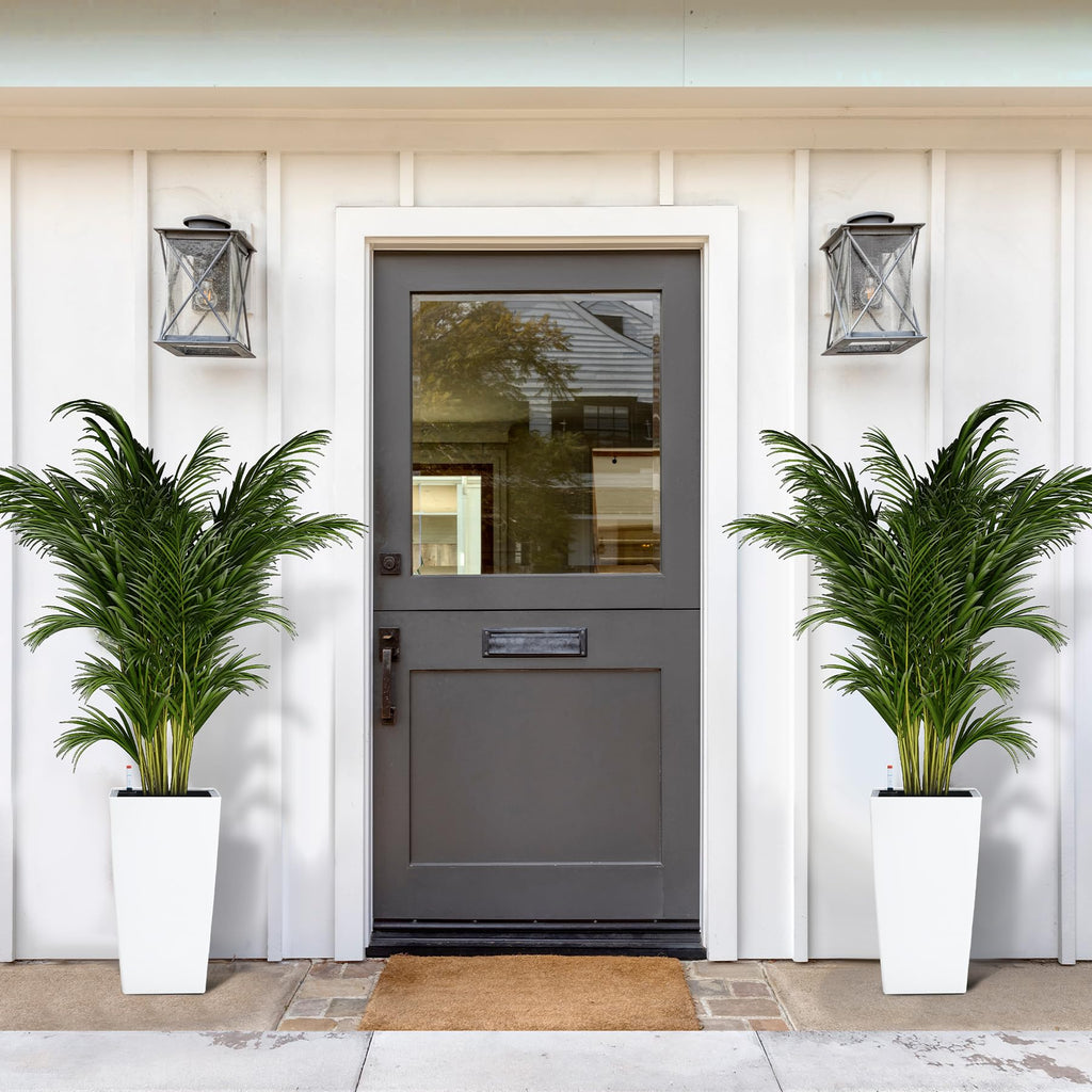 Greenhaus Gardening 16-Inch White Rectangular Self-Watering Planters Set of 2