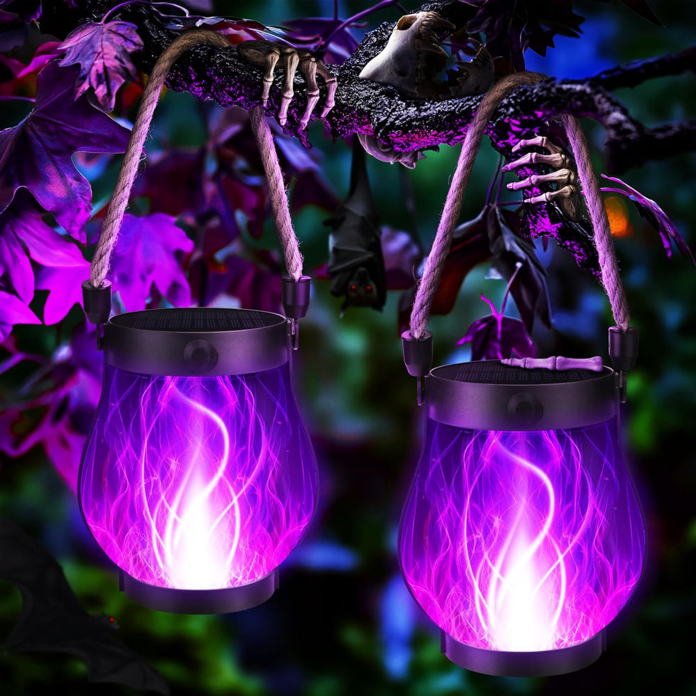 Greenhaus Gardening IP65 Waterproof Solar Flame Lights 2-Pack