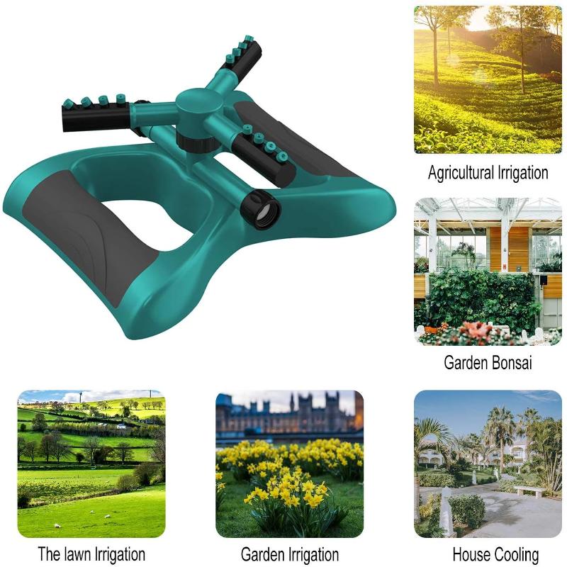 Greenhaus Gardening Auto Rotating Lawn Sprinkler with 360° Water Coverage