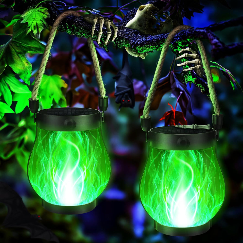 Greenhaus Gardening Solar LED Flame Lanterns for Porches and Pathways