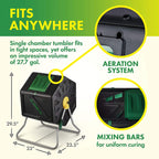 Greenhaus Gardening Tumbling Compost Bin for Kitchen and Garden Waste