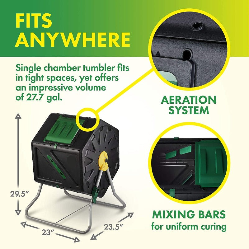 Greenhaus Gardening Tumbling Compost Bin for Kitchen and Garden Waste