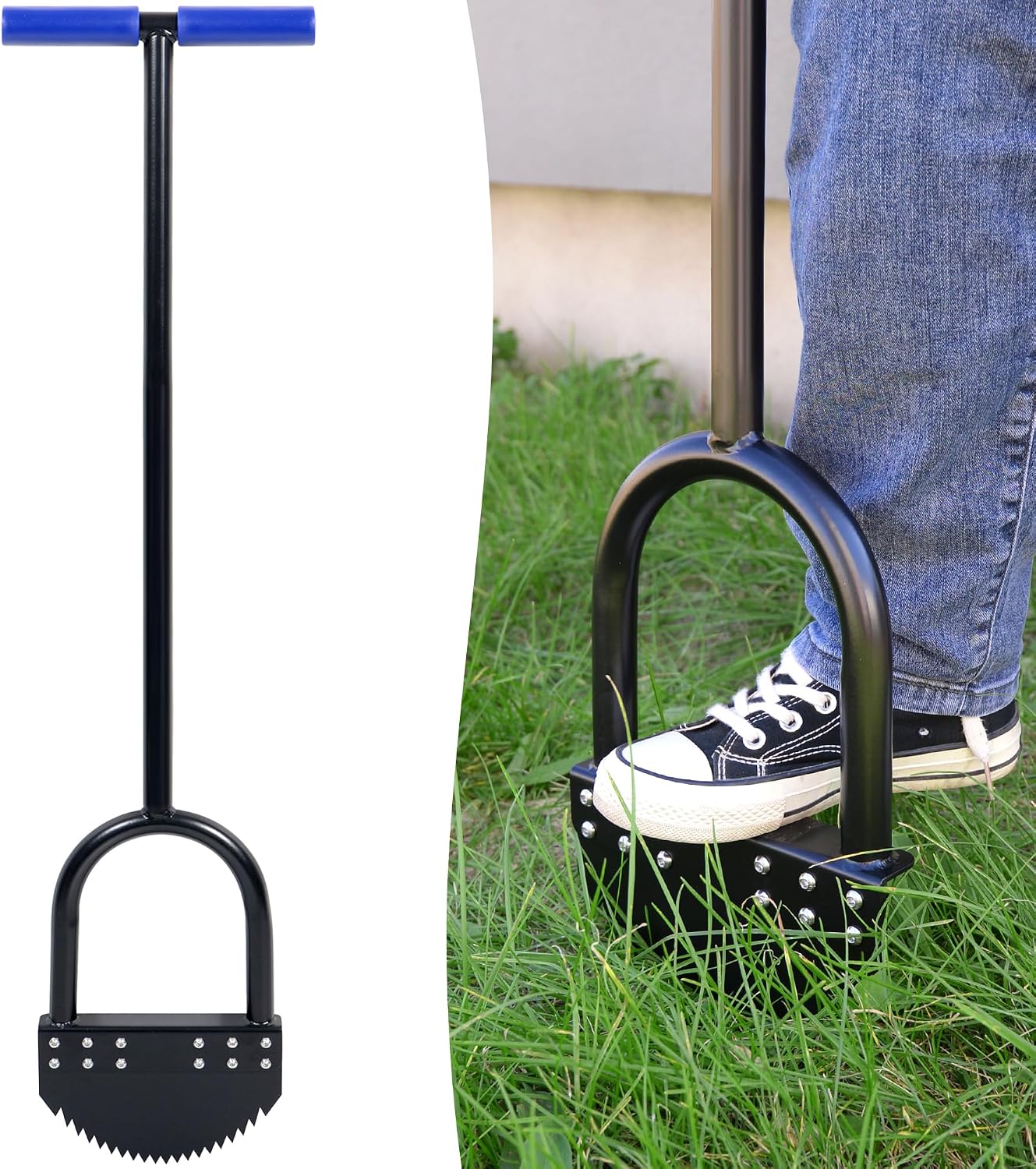 Greenhaus Gardening Heavy-Duty Half Moon Lawn Edger with Serrated Spring Steel Blade