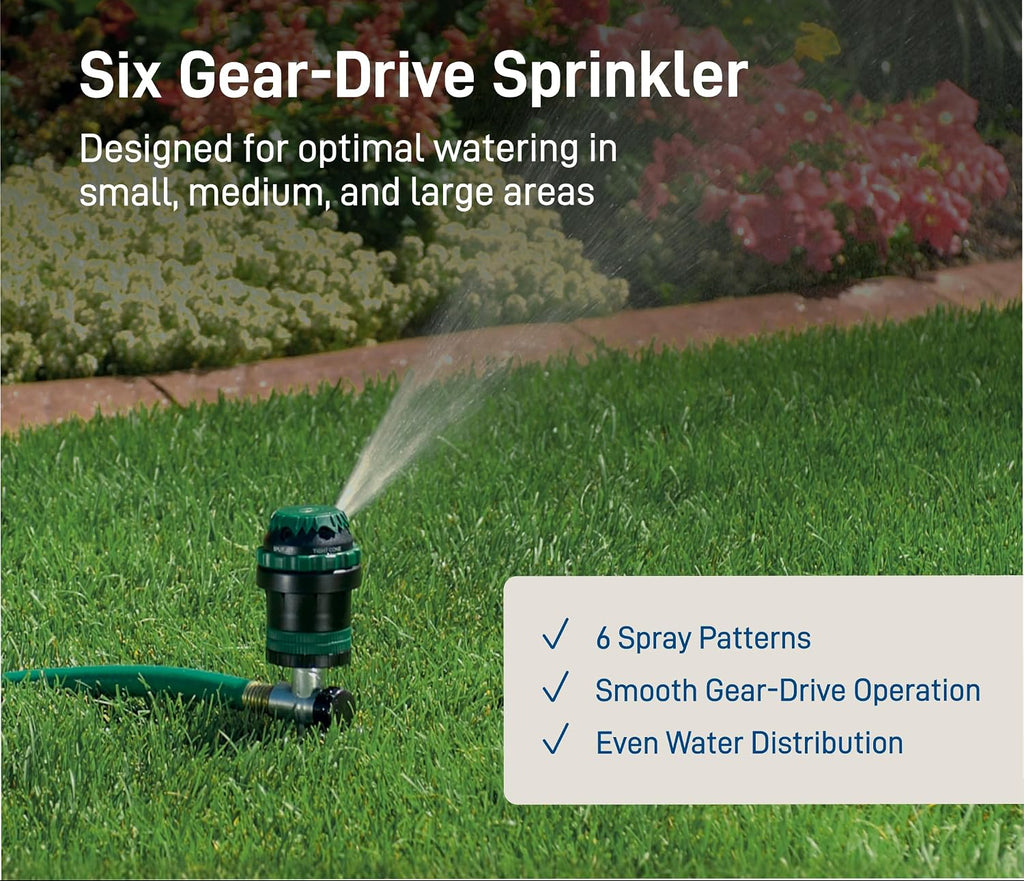 Greenhaus Gardening Metal Spike Rotating Sprinkler for Lawn & Garden Watering