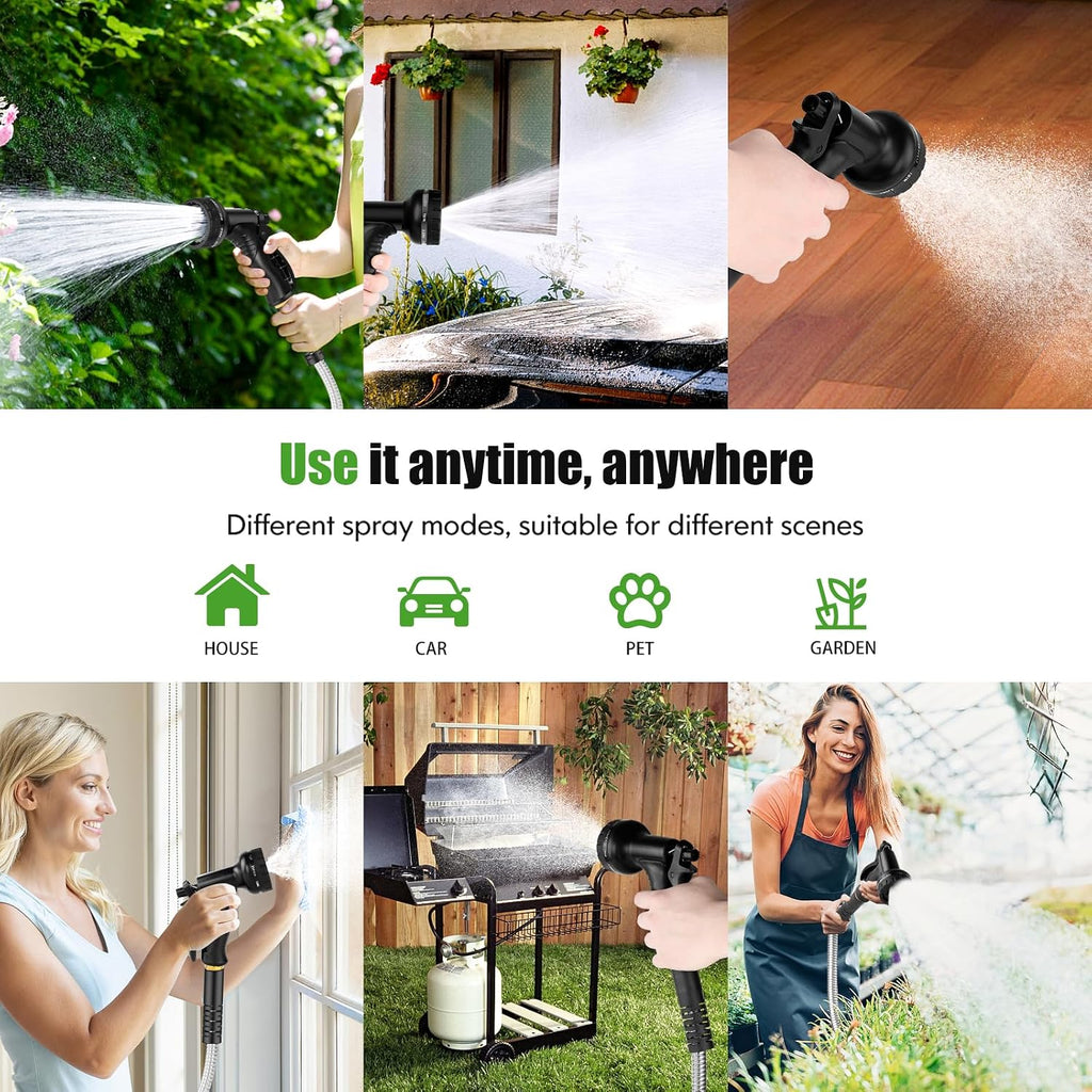 Greenhaus Gardening Heavy-Duty Stainless Steel Garden Hose with Leak-Resistant Fittings