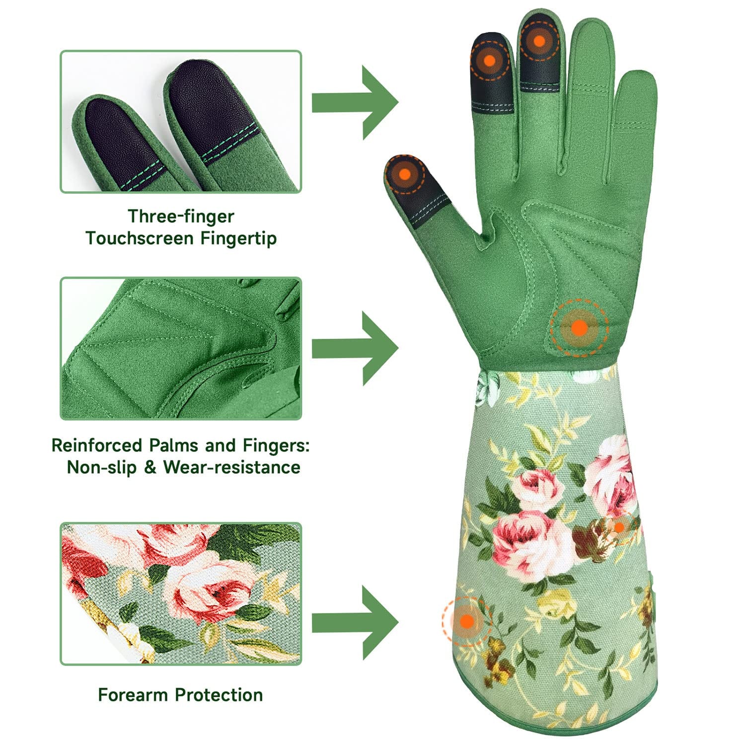 Greenhaus Gardening Long Gardening Gloves for Women with Extended Arm Protection