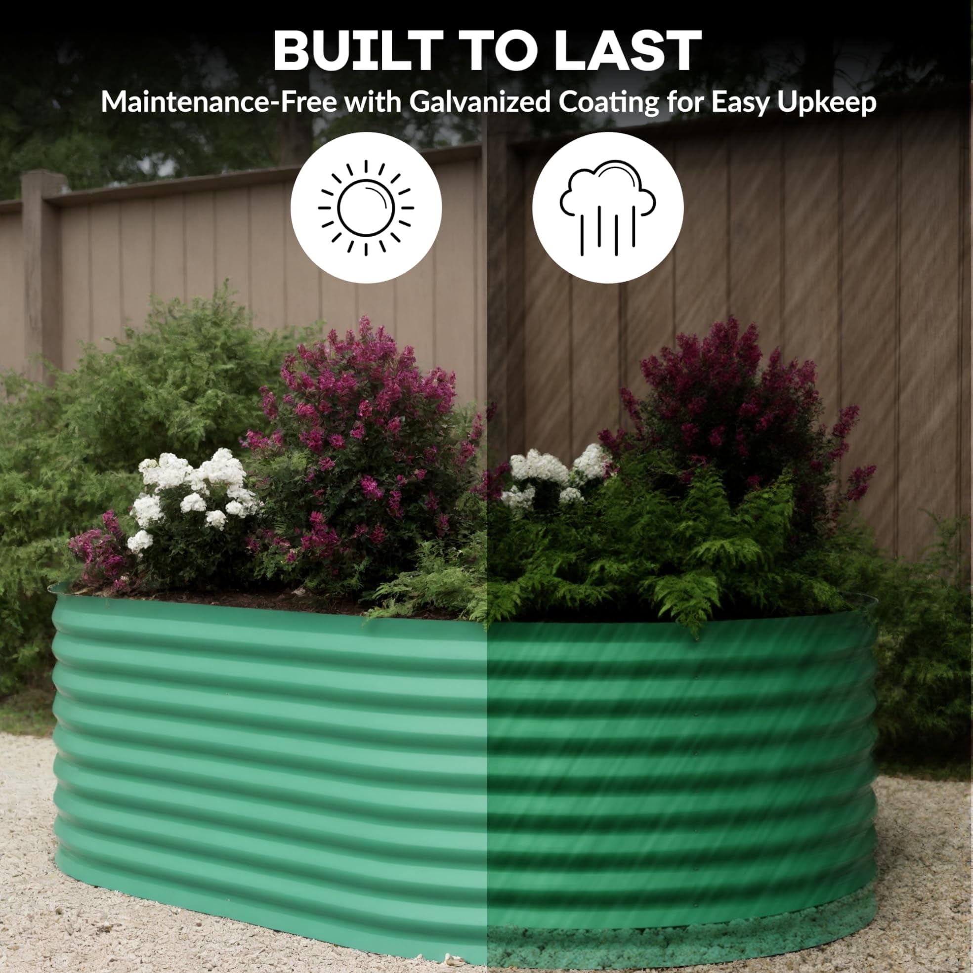 Greenhaus Gardening 8 x 4 x 2 FT Oval Metal Raised Garden Bed