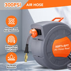 Greenhaus Gardening 50 ft Retractable Air Hose Reel with Auto Rewind & 180° Swivel Bracket