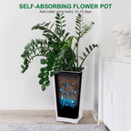 Greenhaus Gardening 23-Inch White Self-Watering Tall Planters Set of 2
