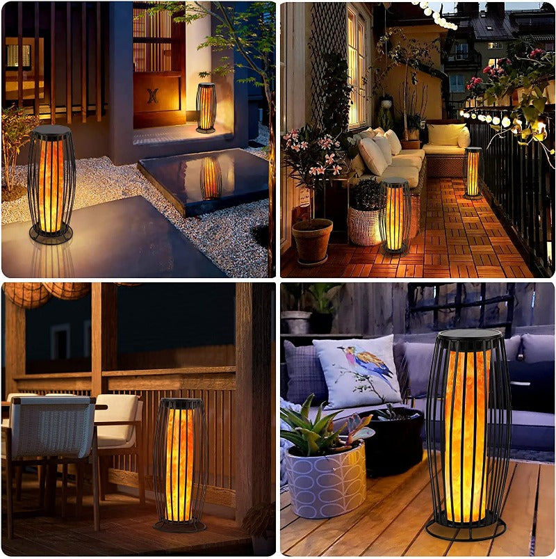 Greenhaus Gardening Solar Flame Lights with Metal Housing 2-Pack