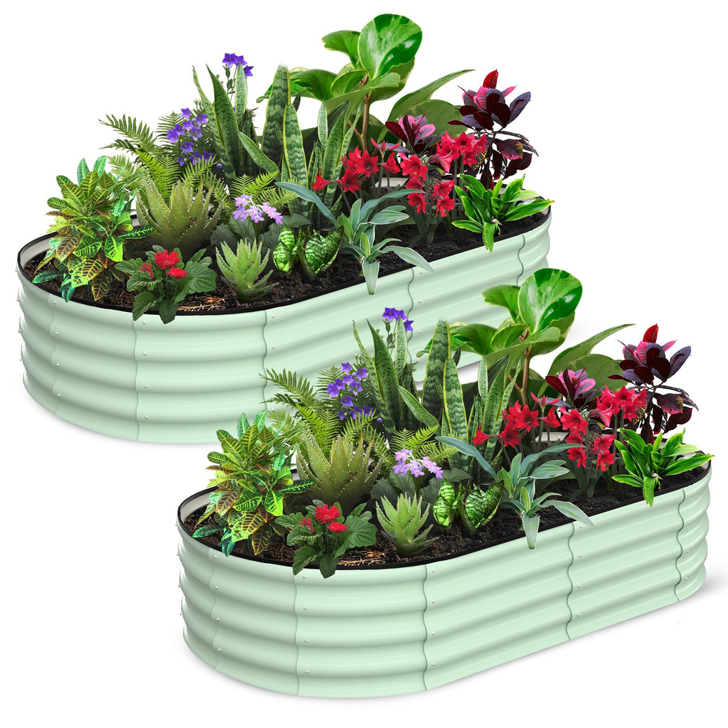 Greenhaus Gardening 2-Pack 6 × 3 × 1 ft Oval Galvanized Raised Garden Beds
