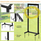Greenhaus Gardening Garden Hose Holder Stand with 4 Hooks for Outdoor Storage