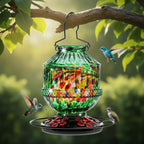 GreenHaus Gardening Hand Blown Glass Hummingbird Feeder