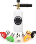 Greenhaus Gardening Pressure Washer Foam Cannon with 1 Liter Bottle and 5 Spray Nozzle Tips