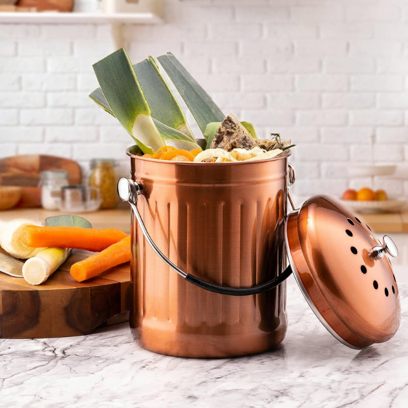 Greenhaus Gardening Indoor Compost Bin with Airtight Lid