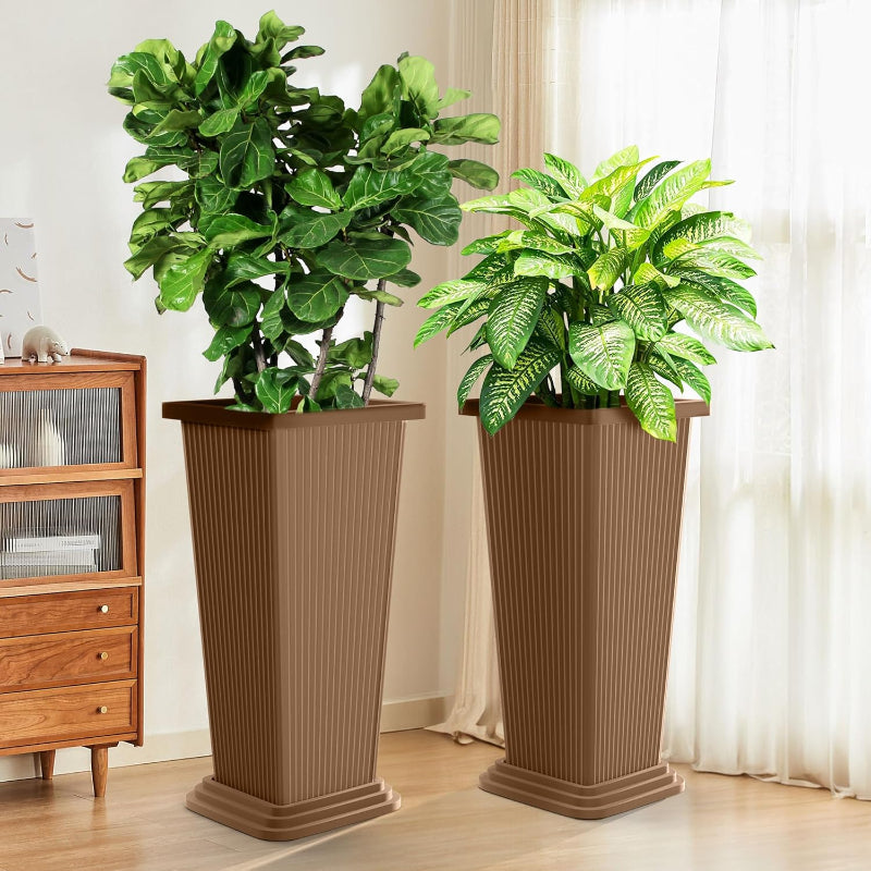 Greenhaus Gardening Modern Self-Watering Tall Planter Set