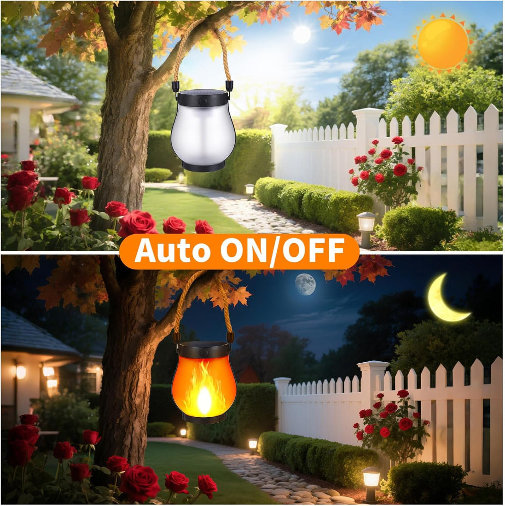 Greenhaus Gardening Solar LED Flame Lanterns for Porches and Pathways