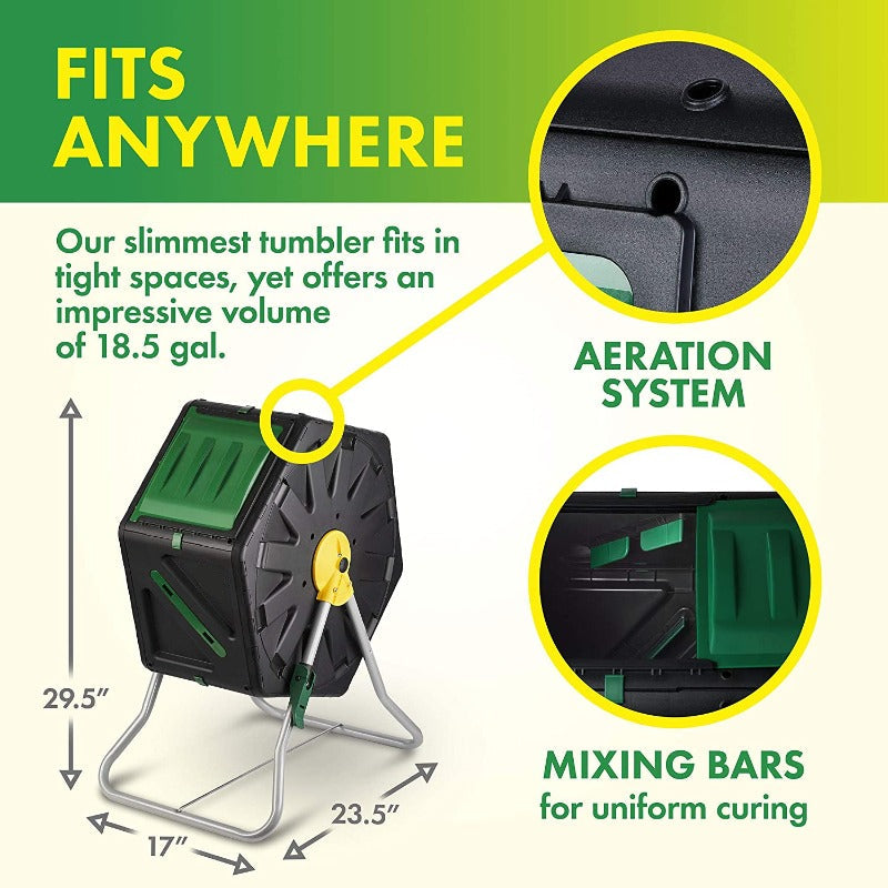 Greenhaus Gardening Tumbling Compost Bin for Kitchen and Garden Waste