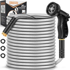 Greenhaus Gardening Heavy-Duty Stainless Steel Garden Hose with Leak-Resistant Fittings