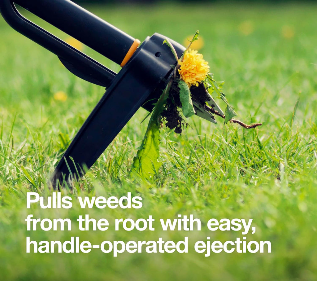 Greenhaus Gardening Stand-Up Weed Puller with Long Handle, Foot Pedal and Easy Eject