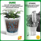 Greenhaus Gardening 16-Inch White Diamond Self-Watering Planters Set of 2
