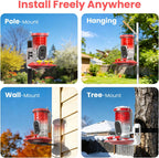 Greenhaus Gardening Outdoor Smart Bird Feeder with Solar Power and App Control