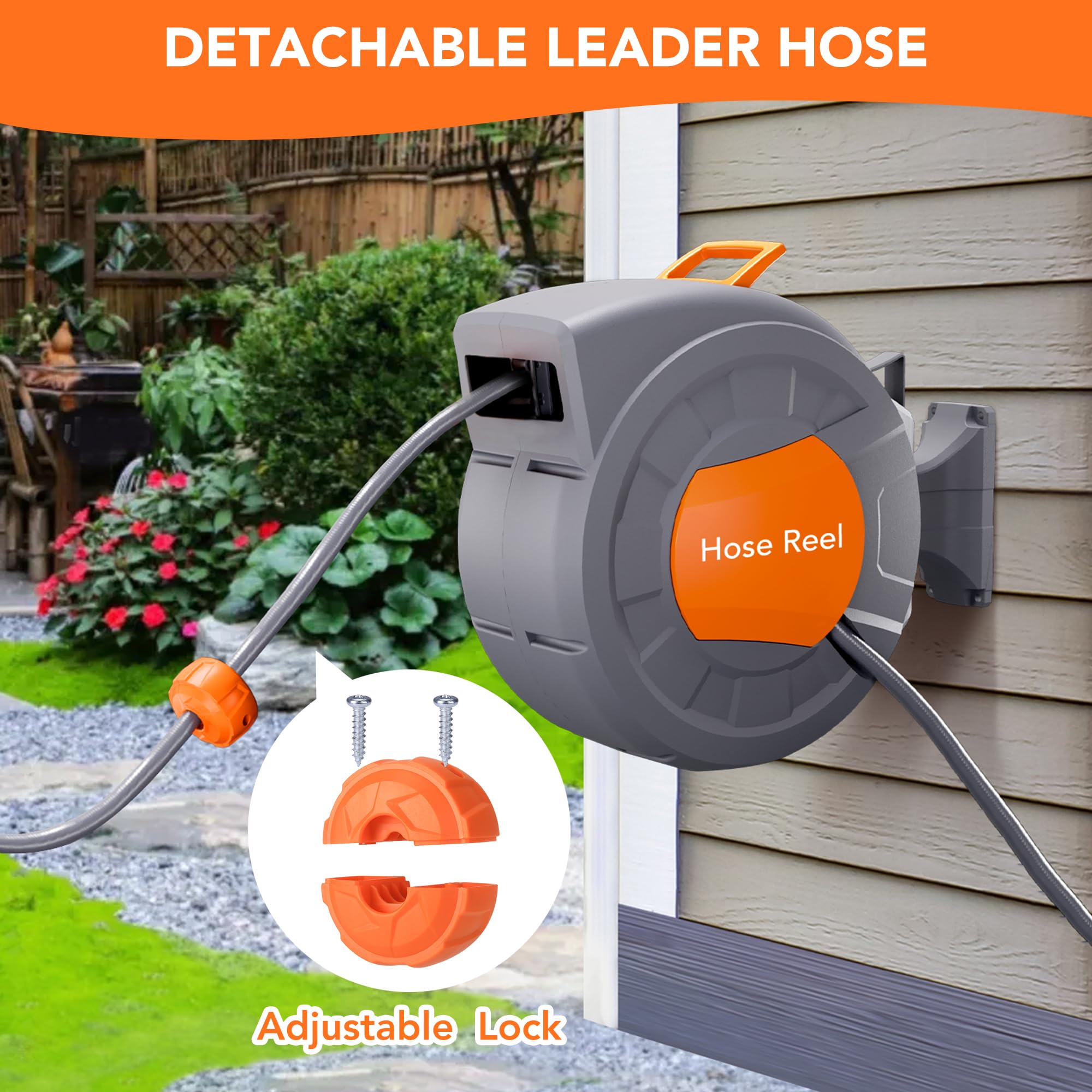 Greenhaus Gardening 72 ft Retractable Garden Hose with Swivel Bracket
