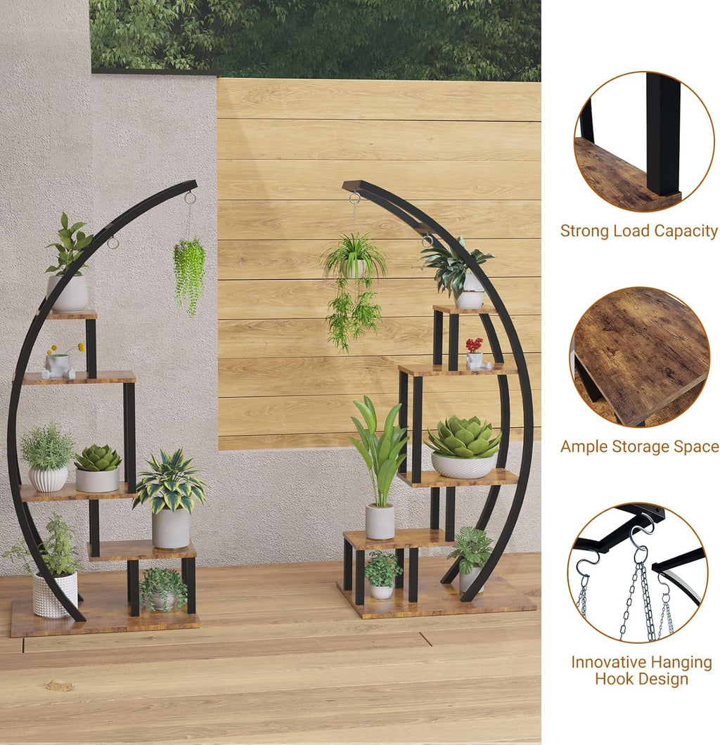 Greenhaus Gardening Half Moon Indoor Plant Stand Set of 2